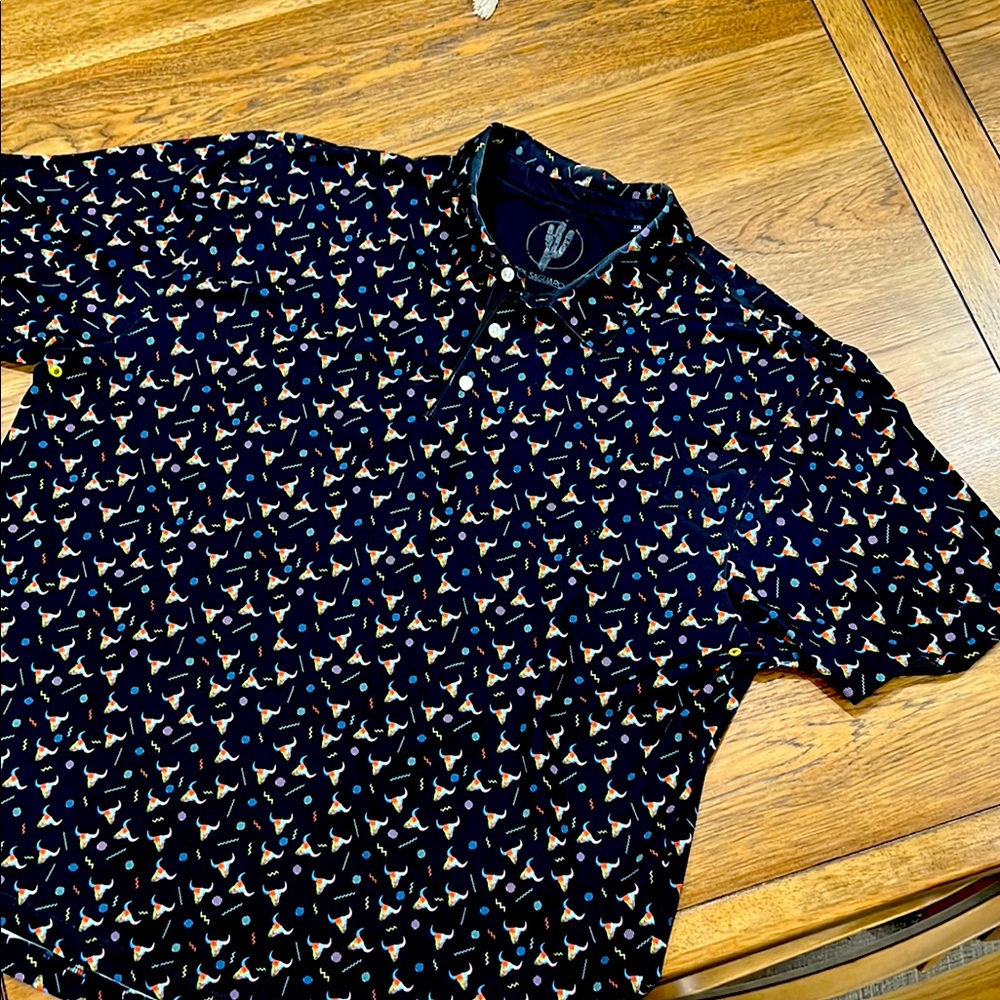 Men's Black Patterned Golf Shirt